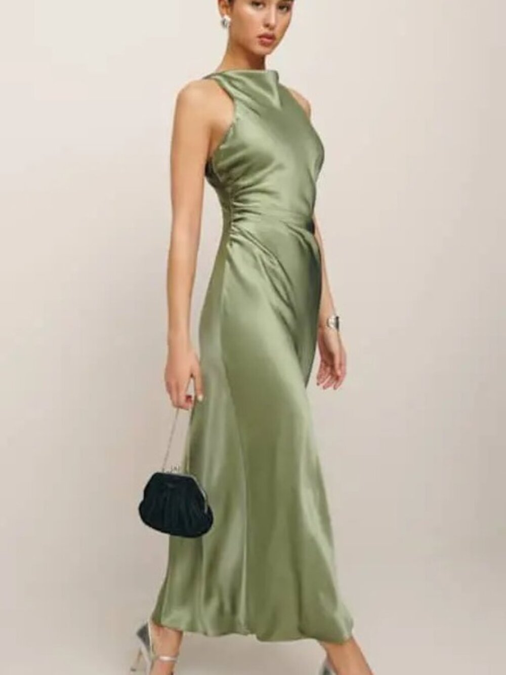 NWOT Reformation Casette Silk Dress Green Size 8